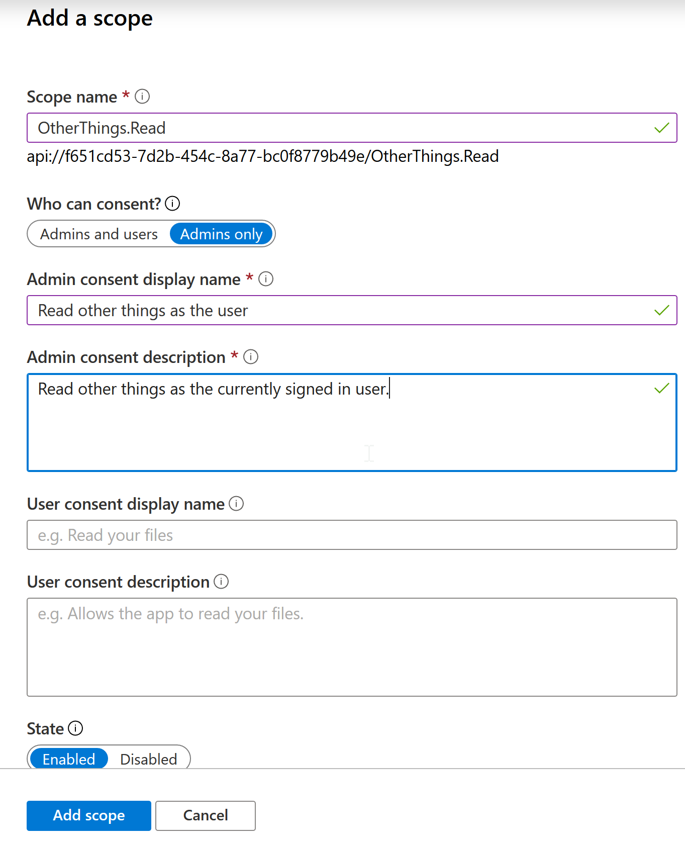 OtherThings.Read scope defined