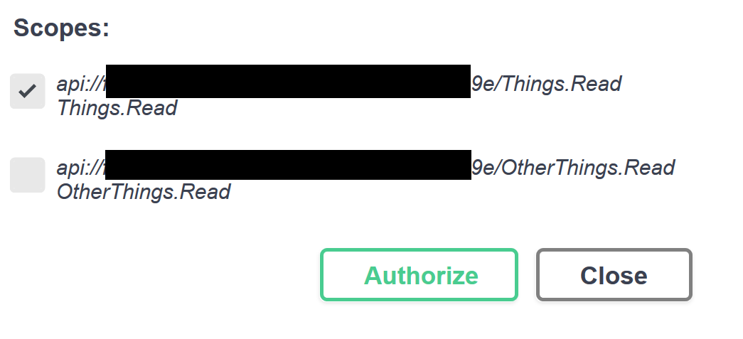 Same login dialog with Things.Read selected