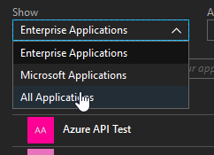 Change filter to All applications