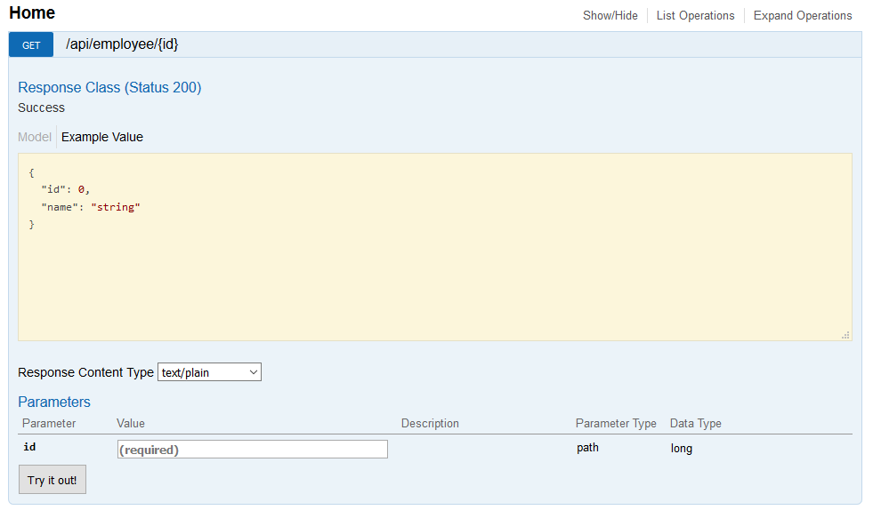 Screenshot of OpenAPI UI with auto-generated type information