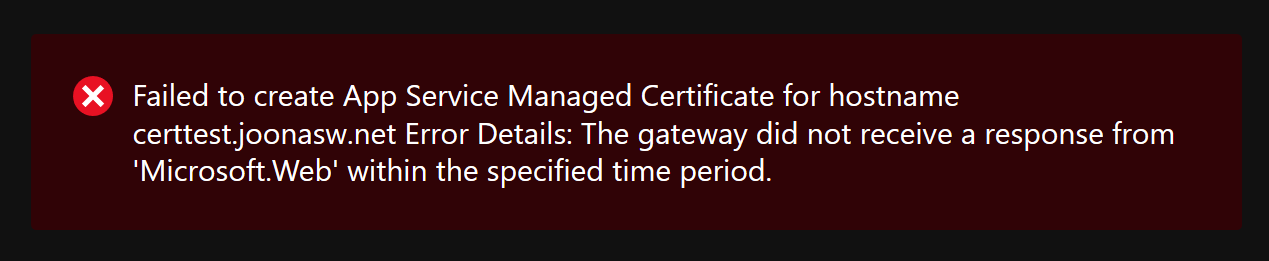 Again, failed with 504 timeout errors