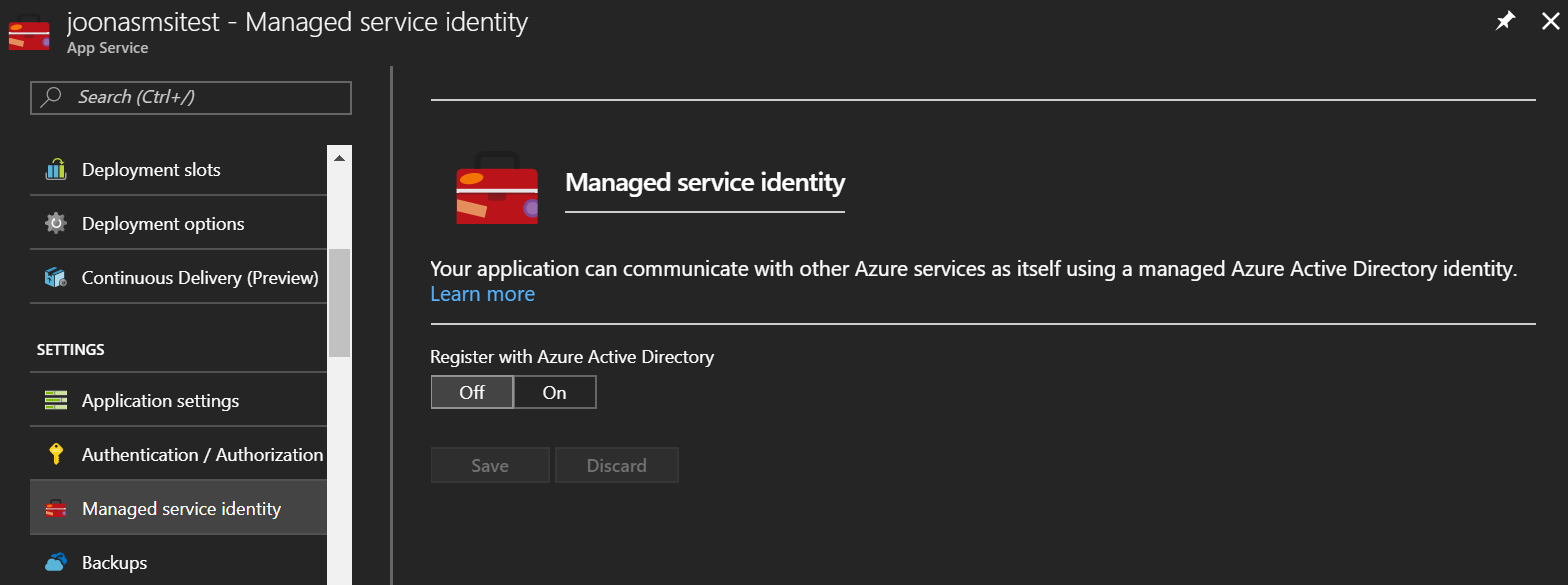 Setting up the identity