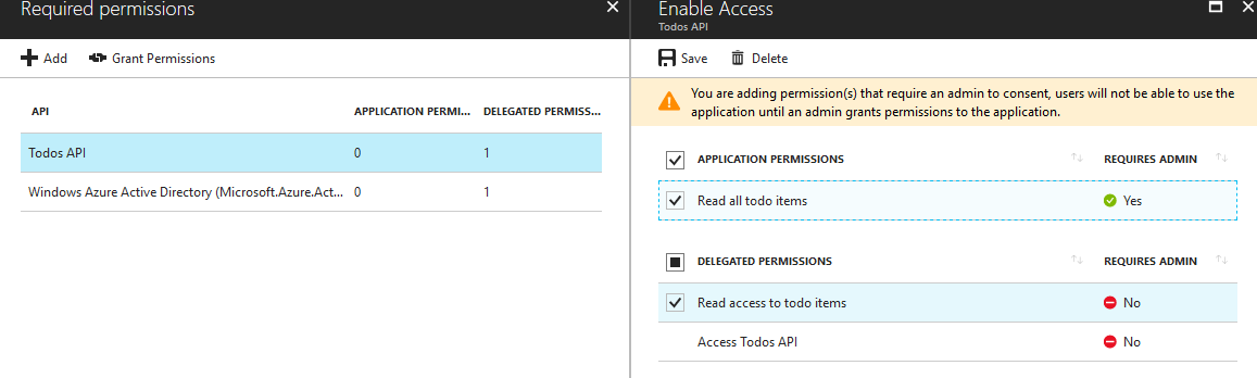 Adding the app permission