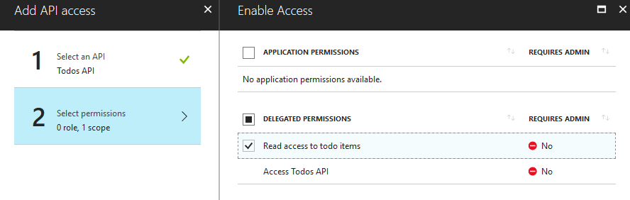 Selecting the permission