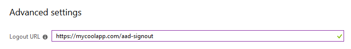 Signout URL defined in Azure Portal